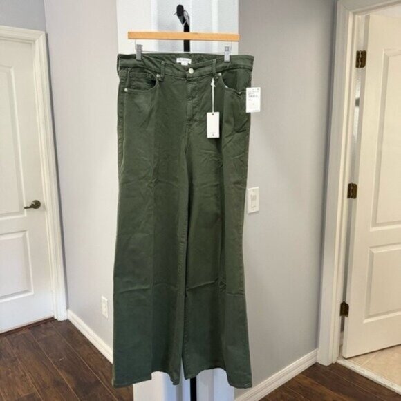 Good American Women's Size 16 Green Good Waist‎ Palazzo Wide Leg Pant Jeans - Picture 2 of 12